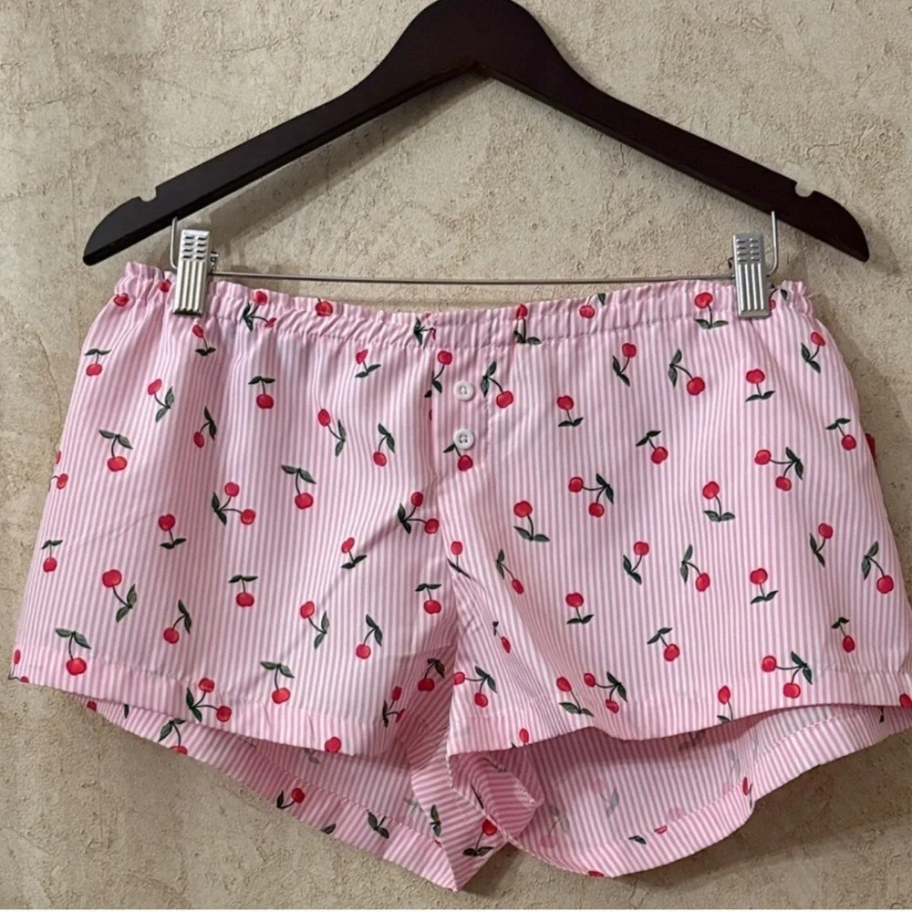 Forever Moda Cherry Print Pink Sleep Shorts